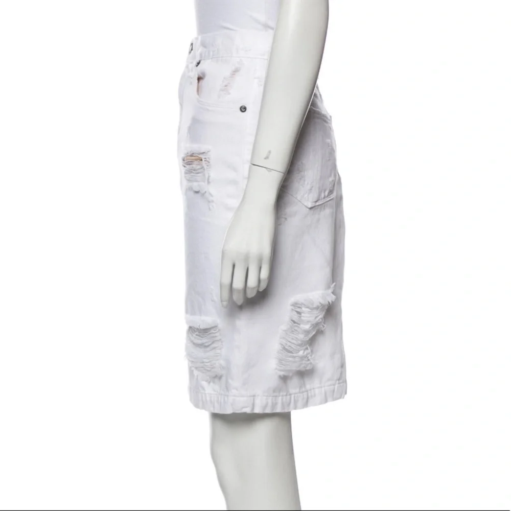 Rag & Bone White Distressed Denim Pencil Skirt XS